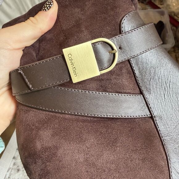 Calvin Klein Womens Faux Suede Wedge Knee-High Boots womens 10 - Picture 3 of 8